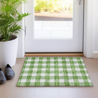 Piper Looms Mayfield Plaid AMF923 Green Machine Washable Area Rug Scatter Lifestyle Image Feature