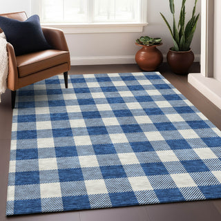 Piper Looms Mayfield Plaid AMF923 Navy Machine Washable Area Rug Lifestyle Image Feature
