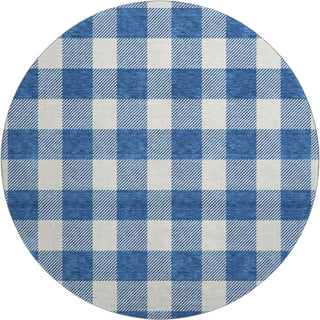 Piper Looms Mayfield Plaid AMF923 Navy Machine Washable Area Rug Round Main Image