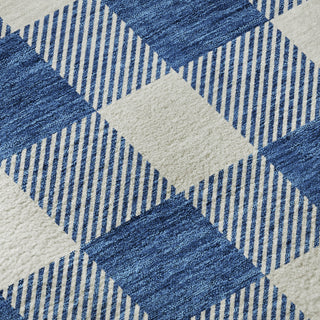 Piper Looms Mayfield Plaid AMF923 Navy Machine Washable Area Rug Swatch Image