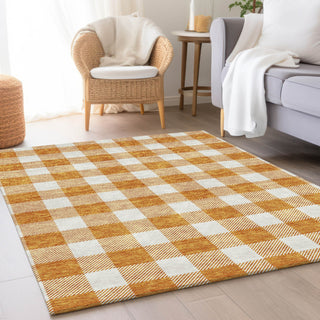 Piper Looms Mayfield Plaid AMF923 Orange Machine Washable Area Rug Lifestyle Image Feature