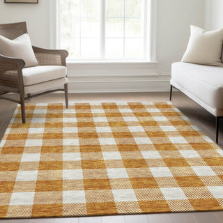 Piper Looms Mayfield Plaid AMF923 Orange Machine Washable Area Rug Lifestyle Image Feature