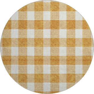Piper Looms Mayfield Plaid AMF923 Orange Machine Washable Area Rug Round Main Image