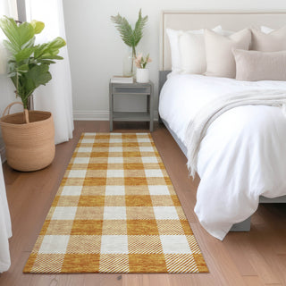 Piper Looms Mayfield Plaid AMF923 Orange Machine Washable Area Rug Runner Lifestyle Image Feature