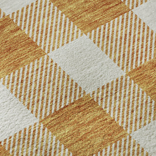 Piper Looms Mayfield Plaid AMF923 Orange Machine Washable Area Rug Swatch Image