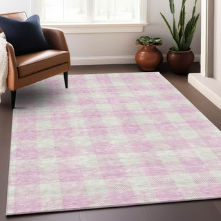 Piper Looms Mayfield Plaid AMF923 Pink Machine Washable Area Rug Lifestyle Image Feature