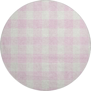 Piper Looms Mayfield Plaid AMF923 Pink Machine Washable Area Rug Round Main Image
