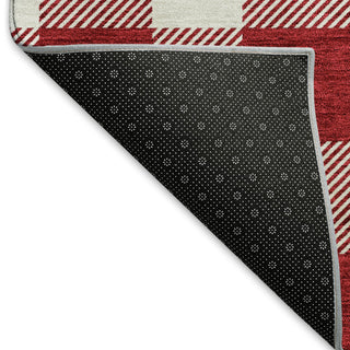 Piper Looms Mayfield Plaid AMF923 Red Machine Washable Area Rug Backing Image
