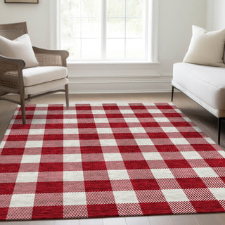 Piper Looms Mayfield Plaid AMF923 Red Machine Washable Area Rug Lifestyle Image Feature