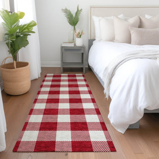 Piper Looms Mayfield Plaid AMF923 Red Machine Washable Area Rug Runner Lifestyle Image Feature