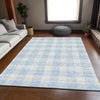 Piper Looms Mayfield Plaid AMF923 Sky Machine Washable Area Rug Lifestyle Image Feature