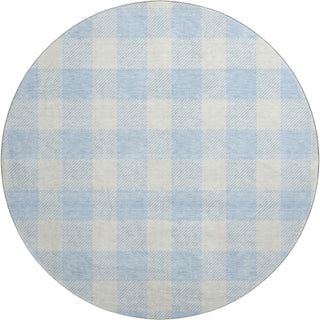 Piper Looms Mayfield Plaid AMF923 Sky Machine Washable Area Rug Round Main Image