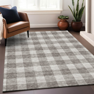 Piper Looms Mayfield Plaid AMF923 Taupe Machine Washable Area Rug Lifestyle Image Feature