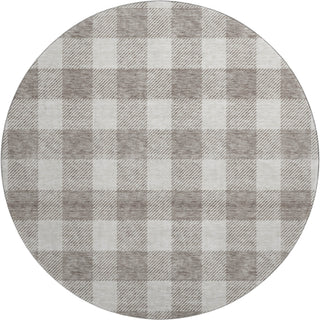 Piper Looms Mayfield Plaid AMF923 Taupe Machine Washable Area Rug Round Main Image