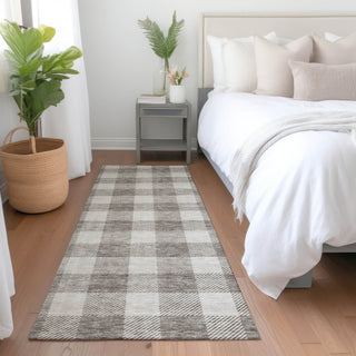 Piper Looms Mayfield Plaid AMF923 Taupe Machine Washable Area Rug Runner Lifestyle Image Feature
