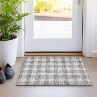 Piper Looms Mayfield Plaid AMF923 Taupe Machine Washable Area Rug Scatter Lifestyle Image Feature