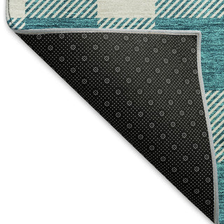 Piper Looms Mayfield Plaid AMF923 Teal Machine Washable Area Rug Backing Image