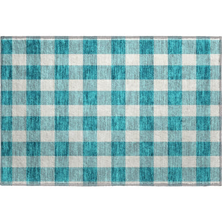 Piper Looms Mayfield Plaid AMF923 Teal Machine Washable Area Rug Scatter Main Image