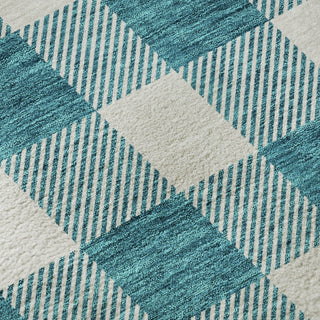 Piper Looms Mayfield Plaid AMF923 Teal Machine Washable Area Rug Swatch Image