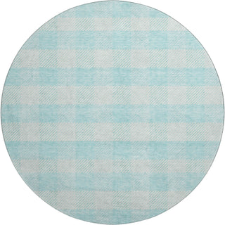 Piper Looms Mayfield Plaid AMF924 Aqua Machine Washable Area Rug Round Main Image