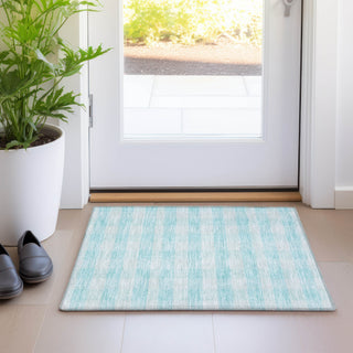 Piper Looms Mayfield Plaid AMF924 Aqua Machine Washable Area Rug Scatter Lifestyle Image Feature