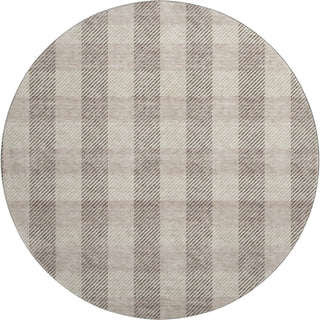 Piper Looms Mayfield Plaid AMF924 Beige Machine Washable Area Rug Round Main Image