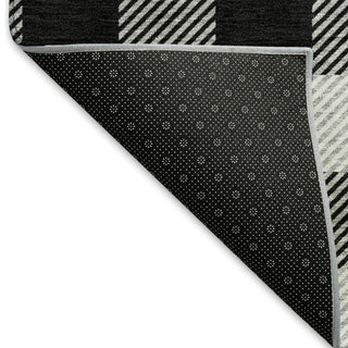 Piper Looms Mayfield Plaid AMF924 Black Machine Washable Area Rug Backing Image