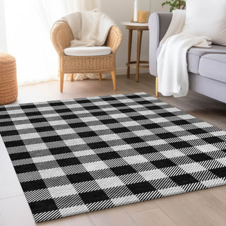 Piper Looms Mayfield Plaid AMF924 Black Machine Washable Area Rug Lifestyle Image Feature