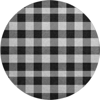 Piper Looms Mayfield Plaid AMF924 Black Machine Washable Area Rug Round Main Image