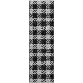 Piper Looms Mayfield Plaid AMF924 Black Machine Washable Area Rug Runner Main Image
