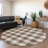 Piper Looms Mayfield Plaid AMF924 Brown Machine Washable Area Rug Round Lifestyle Image Feature