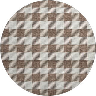 Piper Looms Mayfield Plaid AMF924 Brown Machine Washable Area Rug Round Main Image