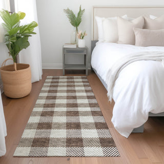 Piper Looms Mayfield Plaid AMF924 Brown Machine Washable Area Rug Runner Lifestyle Image Feature