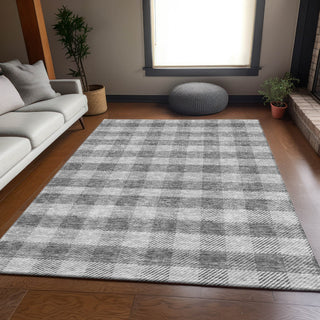 Piper Looms Mayfield Plaid AMF924 Gray Machine Washable Area Rug Lifestyle Image Feature