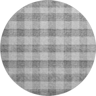 Piper Looms Mayfield Plaid AMF924 Gray Machine Washable Area Rug Round Main Image