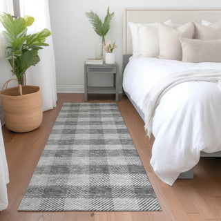 Piper Looms Mayfield Plaid AMF924 Gray Machine Washable Area Rug Runner Lifestyle Image Feature