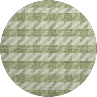 Piper Looms Mayfield Plaid AMF924 Green Machine Washable Area Rug Round Main Image