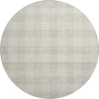 Piper Looms Mayfield Plaid AMF924 Ivory Machine Washable Area Rug Round Main Image