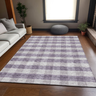 Piper Looms Mayfield Plaid AMF924 Lavender Machine Washable Area Rug Lifestyle Image Feature