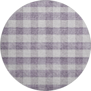 Piper Looms Mayfield Plaid AMF924 Lavender Machine Washable Area Rug Round Main Image