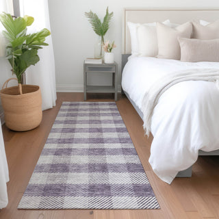 Piper Looms Mayfield Plaid AMF924 Lavender Machine Washable Area Rug Runner Lifestyle Image Feature