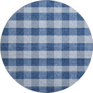 Piper Looms Mayfield Plaid AMF924 Navy Machine Washable Area Rug Round Main Image