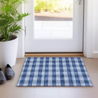 Piper Looms Mayfield Plaid AMF924 Navy Machine Washable Area Rug Scatter Lifestyle Image Feature