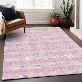 Piper Looms Mayfield Plaid AMF924 Pink Machine Washable Area Rug Lifestyle Image Feature