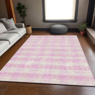 Piper Looms Mayfield Plaid AMF924 Pink Machine Washable Area Rug Lifestyle Image Feature