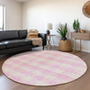 Piper Looms Mayfield Plaid AMF924 Pink Machine Washable Area Rug Round Lifestyle Image Feature