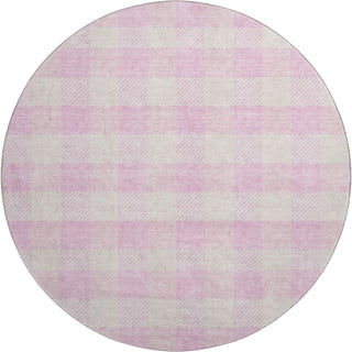 Piper Looms Mayfield Plaid AMF924 Pink Machine Washable Area Rug Round Main Image