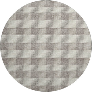Piper Looms Mayfield Plaid AMF924 Taupe Machine Washable Area Rug Round Main Image