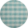 Piper Looms Mayfield Plaid AMF924 Teal Machine Washable Area Rug Round Main Image