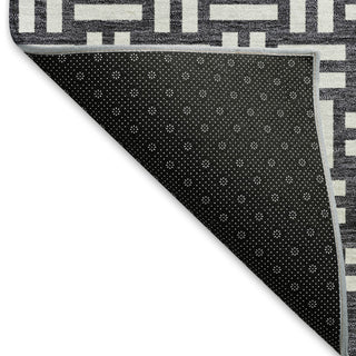 Piper Looms Mayfield Squares AMF925 Black Machine Washable Area Rug Backing Image